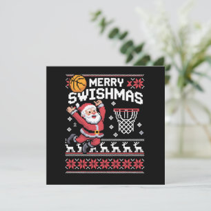 Fröhliches Swishmas Basketball hässliches Weihnach Einladung