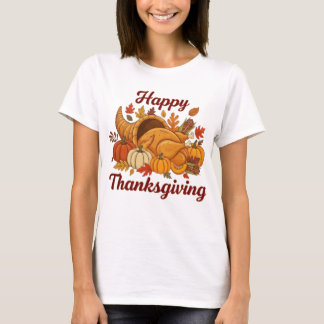 Fröhliches Thanksgiving-Design — Herbstlaub, Kürbi T-Shirt