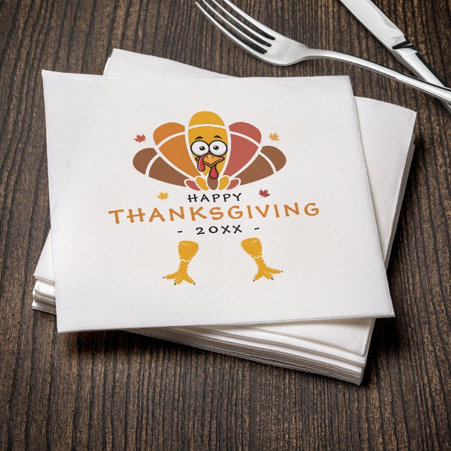 Fröhliches Thanksgiving Turkey Fall Friendsgiving  Serviette (Happy Thanksgiving Turkey Fall Friendsgiving Party Napkins
)