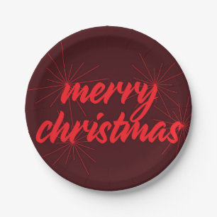fröhliches, trendiges Design "Frohe Weihnachten" Pappteller