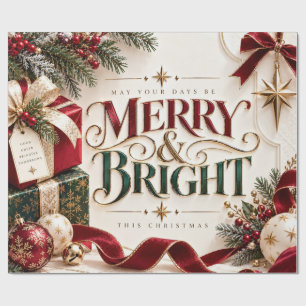 Fröhliches und Helles Burgunderrot Weihnachten Geschenkpapier