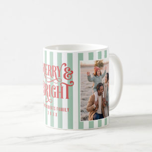 Fröhliches und helles gestreiftes Familienfoto Kaffeetasse