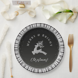 Fröhliches und Helles Weihnachts-Hirsch Schwarz We Pappteller