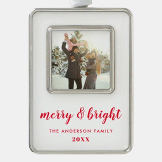 Fröhliches und helles Weihnachtsfest-Foto Rahmen-Ornament Silber