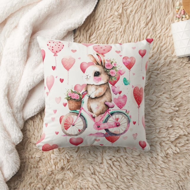 Fröhliches und romantisches Bunny Rabbit auf dem F Kissen (Decke)