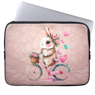 Fröhliches und romantisches Bunny Rabbit auf dem F Laptopschutzhülle