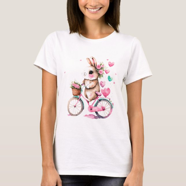 Fröhliches und romantisches Bunny Rabbit auf dem F T-Shirt (Vorderseite)