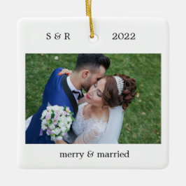 Fröhliches und Verheiratetes Personalisiertes Foto Keramikornament