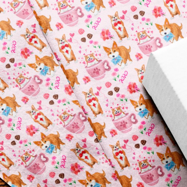Fröhliches Valentins-Corgi-Tag-Muster  Seidenpapier (Von Creator hochgeladen)