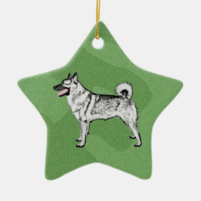 Fröhliches Weihnachten Elkhound Keramik Ornament (Vorne)