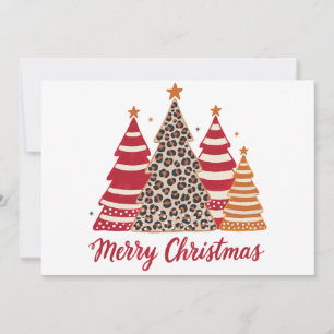 Fröhliches Weihnachten Gemusterte Bäume Leopard Ro Einladung