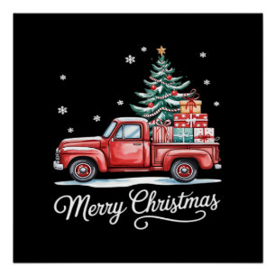 Fröhliches Weihnachten LKW Lustiger Baum Essential Poster