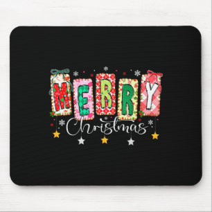 Fröhliches Weihnachten Patchwork Coquette Schleife Mousepad