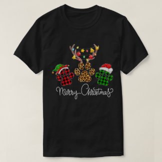 Fröhliches Weihnachten Pfotenabdruck Design T-Shirt