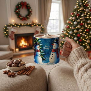 Fröhliches Weihnachten Schneemann Kaffeetasse, Fes Kaffeetasse