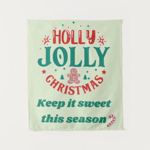 Fröhliches Weihnachten Süßer Lebkuchenmann Retro Wandteppich