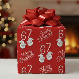 Fröhliches Weihnachten-Zuckerstange 6-7 Meme-Muste Geschenkpapier