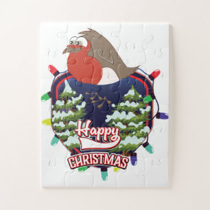Fröhliches Weihnachts-Cartoon-Robin-Logo