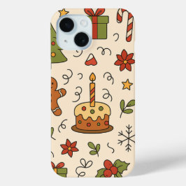 Fröhliches Weihnachts-Doodle-Muster Case-Mate iPhone Hülle