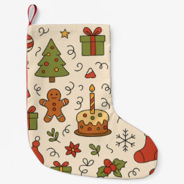 Fröhliches Weihnachts-Doodle-Muster Kleiner Weihnachtsstrumpf