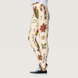 Fröhliches Weihnachts-Doodle-Muster Leggings