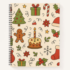 Fröhliches Weihnachts-Doodle-Muster Notizbuch