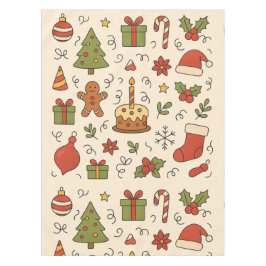 Fröhliches Weihnachts-Doodle-Muster Tischdecke