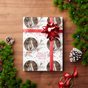 Fröhliches Weihnachts-Foto-Geschenkpapier Geschenkpapier