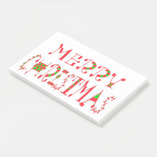 Fröhliches Weihnachts-Textmuster-Design: Festliche Post-it Klebezettel