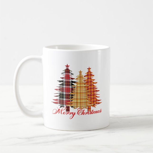 Fröhliches Weihnachtsdesign mit nahtlosen Mustern Kaffeetasse (Links)