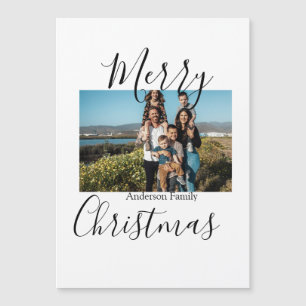 Fröhliches Weihnachtsfamilienfoto modern elegant r Magnetkarte