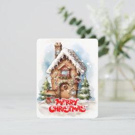 fröhliches Weihnachtsgingerhausdesign Feiertagskarte