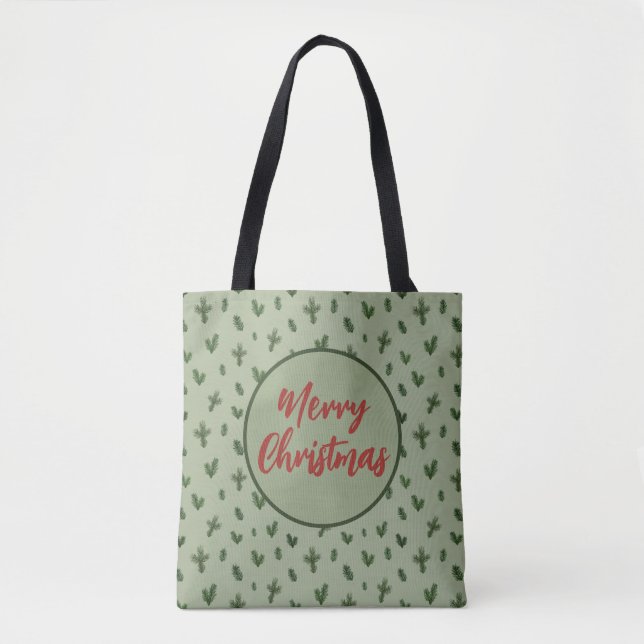 fröhliches Weihnachtsgrün Tasche (Vorderseite)