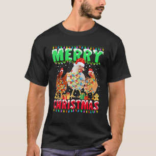 Fröhliches Weihnachtshuhn  Santa-Hut Lichter  Xmas T-Shirt