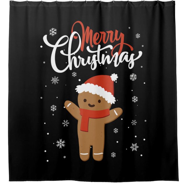 Fröhliches Weihnachtskuchen | Weihnachtskeks Duschvorhang (Vorderseite)