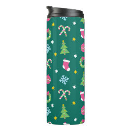 Fröhliches Weihnachtsmuster Thermosbecher