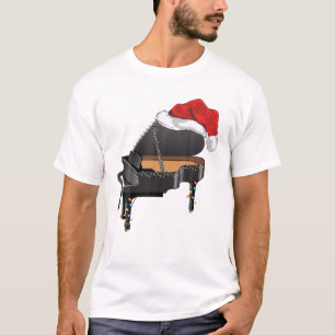 Fröhliches Weihnachtspiano mit Weihnachtsmannmütze T-Shirt