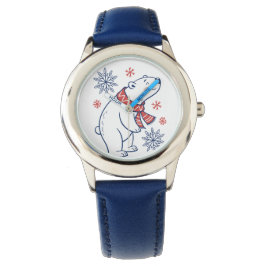 Fröhliches Winterurlaubsdesign für den Eisbären Armbanduhr