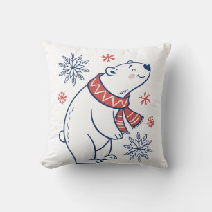 Fröhliches Winterurlaubsdesign für den Eisbären Kissen