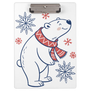 Fröhliches Winterurlaubsdesign für den Eisbären Klemmbrett