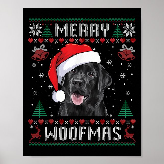 Fröhliches Woofmas hässlicher Pullover schwarzer L Poster (Vorne)