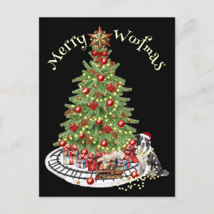 Fröhliches Woofmas-Hundedesign - Collie Postkarte