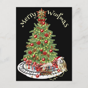 Fröhliches Woofmas-Hundedesign - Englische Bulldog Postkarte