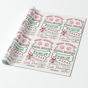 Fröhliches WOOFMAS-personalisiertes Hunde-Verpacku Geschenkpapier