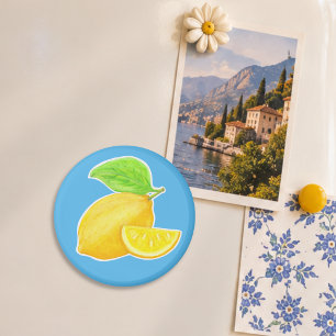 Fröhliches Zitronengelb und Blaues Zitrus Magnet