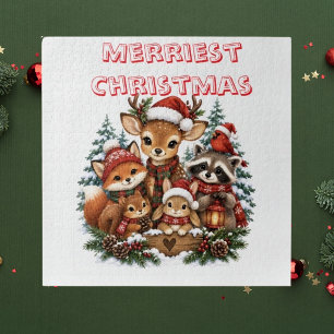 Fröhlichste Weihnachts-Waldtiere Familienfoto