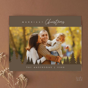 Fröhlichstes Weihnachten Familienfoto Outdoor Kief Postkarte