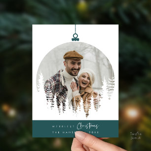 Fröhlichstes Weihnachtsfamilienfoto, Kiefernbaum-Ü Postkarte