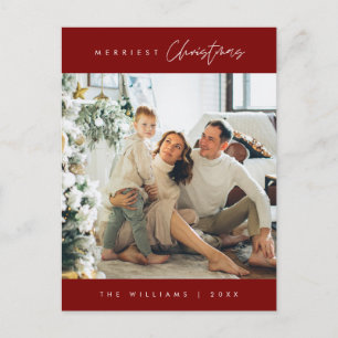 Fröhlichstes Weihnachtsfamilienfoto, modern minima Postkarte