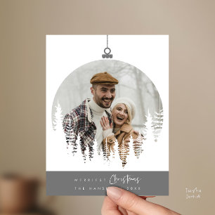 Fröhlichstes Weihnachtsfamilienfoto, Tannenbaum-Ov Postkarte